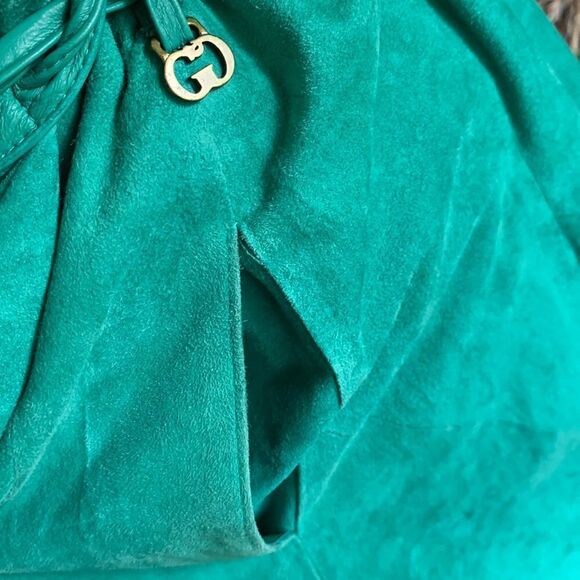 GRUNSTEIN COUTURE Finland suede leather skirt size L XL green maxi luxury - Picture 6 of 13